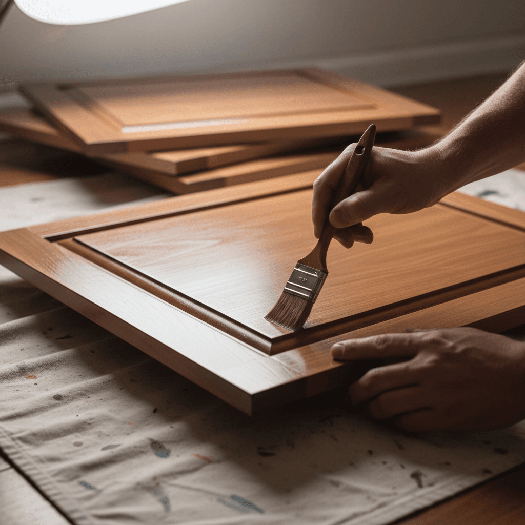 Cabinet refinishing with brush detail